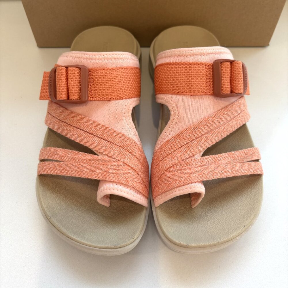 Merrell District 4 Post Sandals Toe Loop Slip On Wedge Peach Orange Size 8 NEW - Picture 5 of 7